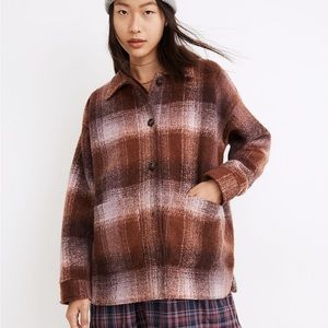 Madewell Brushed Plaid Knit Shirt Jacket XS